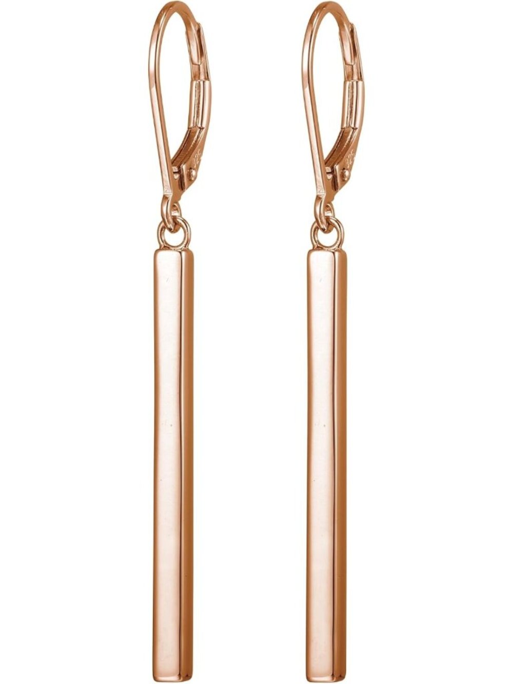 Elegant 18K Yellow Gold & 14K Rose Gold Over Sterling Silver Bar Drop Earrings